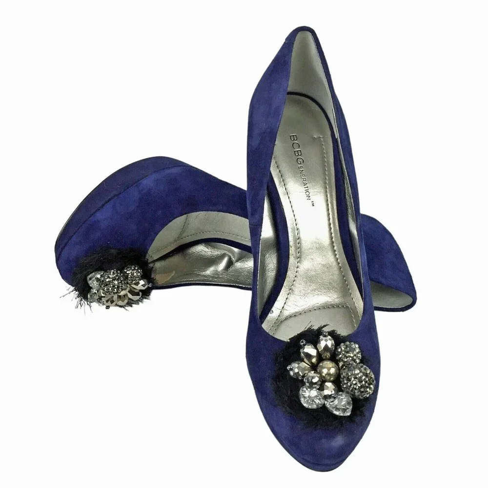 BCBGeneration‎ Scottie Suede Embellished Vamp Platform Stilettos